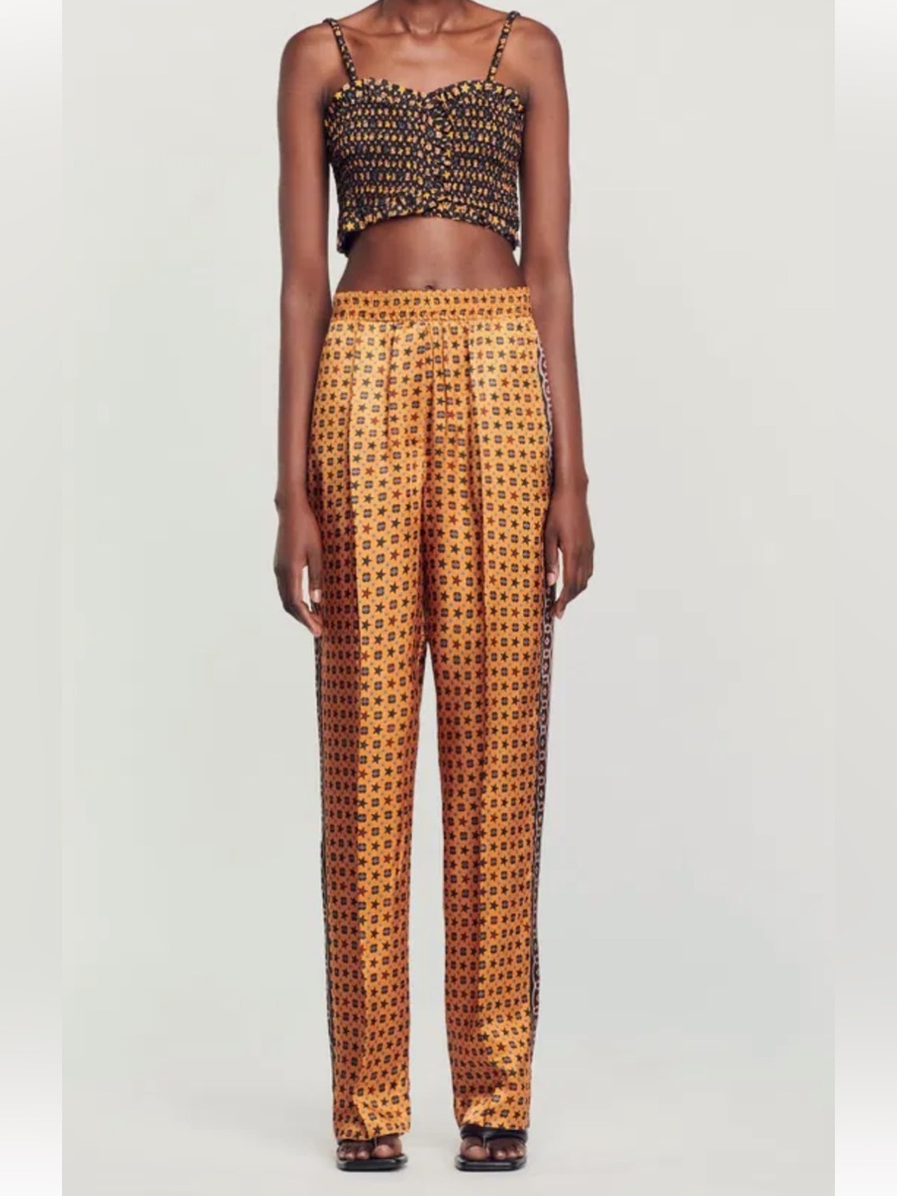 Sandro Printed Satin Trousers